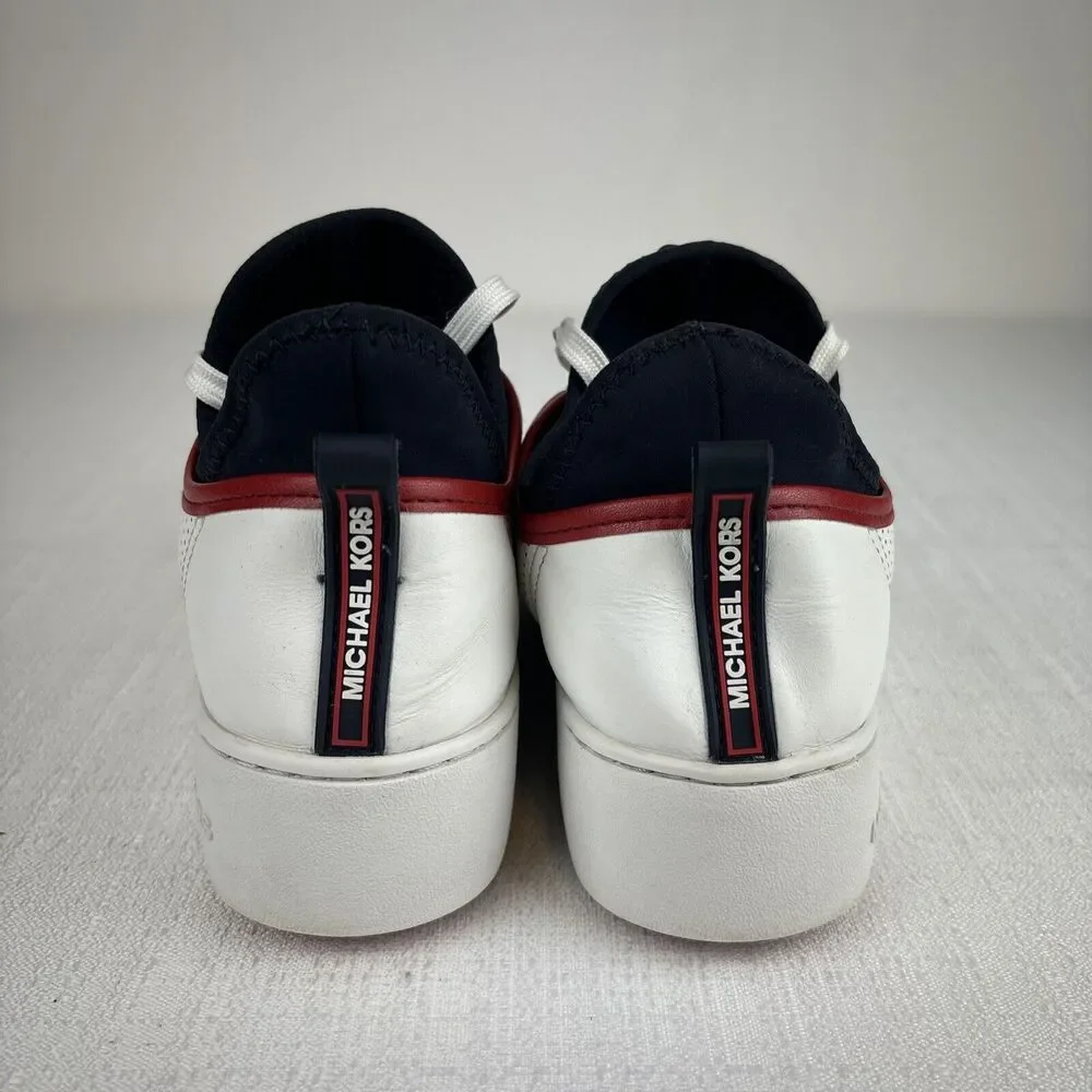 Michael Kors Poppy Platform Sneakers Womens 8 White Leather Perforated Excellent